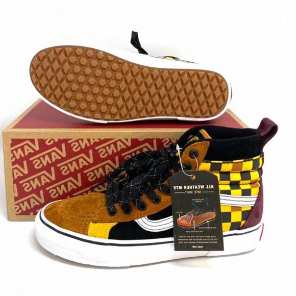 VANS Sk8-Hi Mte Dx Suede Canvas Brown Check Yell VN0A3DQ522Z 8.5 Size Women's - Picture 2 of 8